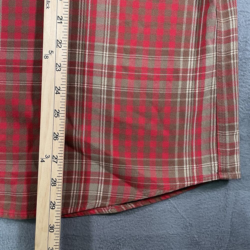 American Living Button Up Shirt Red Plaid Men’s M Cotton Elbow Patch Preppy - Picture 3 of 9